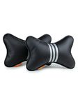 AUTOFIT Car Neck Rest Pillow (PU Leather Neck Pillow, Black Silver)