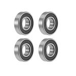 sourcing map Deep Groove Ball Bearings 10mm x 22mm x 6mm Double Sealed Chrome Steel Z2 ABEC1 4pcs