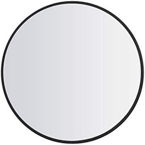 Levede Wall-mounted Mirror Round Shaped 80cm, Black Circle Bathroom Makeup Wall Mirror with Smooth Edge XL Size, Black Round Mirror Steel Frame for Living Room, Bathroom, Wall, Entryway, Black