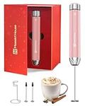 Maestri House Rechargeable Milk Frother with Stepless Speed Control, Handheld Electric Foam Maker Waterproof Detachable Stainless Steel Whisk Drink Mixer Foamer for Lattes, Cappuccino