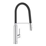 GROHE Feel - Professional Kitchen Sink Mixer Tap (360° Swivel Spout, High Spout, 2 Spray Options, 28 mm Ceramic Cartridge, Docking Integrated Magnet, Tails 3/8 Inch), Size 510 mm, Chrome, 31489000