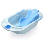 LUHI Inflatable Baby Bathtub with Air Pump, Baby Bath Tub Toddler Bathtub, Portable Non Slip Travel Bath Tub, Foldable Shower Basin for Newborn(Blue)