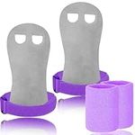 FINGER TEN Gymnastics Hand Grips Wristbands Sets for Girls Youth Kids, Bar Grips Palm Protection Wrist Support for Kettlebells Sport Tennis Workout Exercise Yoga Athletic (Purple, M)