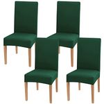 Newthinking Stretch Chair Covers for Dining Room, High Back Dining Chair Covers, Removable and Washable Full Wrap Elastic Chair Cover for Hotel, Wedding, Kitchen, Dining Room (Dark Green, 4 Pack)