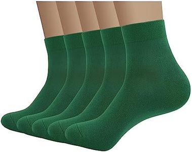 SERISIMPLE Viscose Bamboo Men sock Breathable Sock Quarter Thin Ankle High Sock Comfort Cool soft Sock 5 Pairs (Large, Forestgreen)