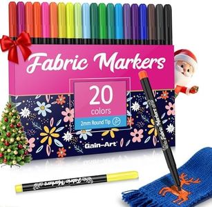 Gain-Art Fabric Markers Permanent for Clothes - 20 Colors Fine Tip Fabric Paint Pens with 5 Painting Templates - Non-Toxic Fabric Paint Markers for T-shirts Sneakers Canvas Bags and Textiles
