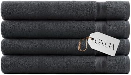 onuia Ultrasoft Premium Cotton Bath Sheets – 100% Long Staple Premium Cotton | 600 GSM Ultra Soft Bath Towel | Refined Terry Weave for High Absorbency & Quick Dry (4, Charcoal)