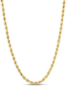 SHOP WGS 4.5MM 14K Solid Yellow Gold Rope Chain Necklace for Men & Women