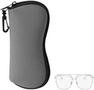 kwmobile Neoprene Glasses Case - Soft Pouch Bag for Eyeglasses or Sunglasses - with Zipper and Carabiner for Hanging