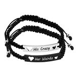 Uloveido His Crazy and Her Weirdo Bracelets Set Matching Couples Gifts, Long Distance Relationship ID Bracelet for Him and Her (Crazy Weirdo) Y860