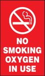 Accuform Signs MGS136 Magnetic Vinyl Patient Care Sign, Legend "NO Smoking Oxygen in USE" with Graphic, 5" Length x 3" Width x 0.034" Thickness, White on Red