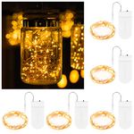 BROTOU LED String Lights, 2M 20 LED Battery Operated Fairy Lights, Waterproof Silver Plated Copper Wire Lights for in/Outdoor Decor, Christmas, Halloween, Valentine, Birthday (Warm White, 5 Pack)