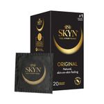 SKYN Original Condoms Pack of 20 SKYNFEEL Latex Free Condoms for Men, Regular Size Condoms, Strong & Thin Condoms, Smooth Straight Shape, Lubricated, 53mm Wide