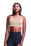 Champion Womens Racerback Sports Bra,Moisture-Wicking Athletic Sports Bra with Adjustable Straps, Paris Nude, Medium