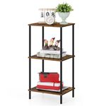 ETELI Tall Side Table 3 Tier Small End Table Stand 31.6" Height Telephone Table Industrial Entryway Table Night Stand with Metal Frame for Living Room Bedroom Bathroom Kitchen, Brown&Black