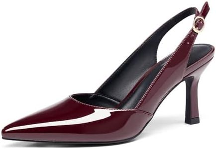 Rilista Women's Slingback Kitten Heels Closed Pointed Toe Wedding Party Dress Pumps Shoes, Burgundy, Size 8.5
