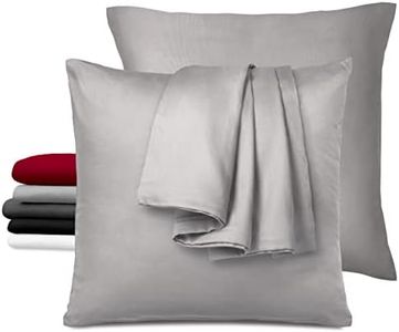 Lote de 2 Fundas de Saten Dreamzie - 100% Algodón Oeko-Tex - 60 x 60 cm Gris - Funda de Almohada - Juego de 2 Fundas de Sofá - Funda de Almohada - Beneficios para los Cabellos