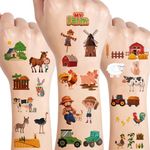 UVUXO Farm Party Temporary Tattoo for kids - 98 Styles Farm Barnyard Animal Temporary for Girls Boy Body Arm Shoulder Cute Tattoos Stickers, Birthday Party Supplies Gifts for Kids