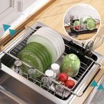 MAJALiS Sink Dish Drying Rack - Use for Countertops & in-Sinks & Over-Sink, Stainless Steel Dish Drainers for Kitchen Counter, Inside Sink Dish Dryer Racks, Kitchen Organizer (Silver)