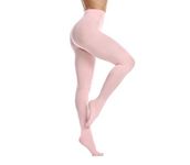 Frola Women's 80 Denier Soft Semi Opaque Solid Color Footed Pantyhose Tights(Large - X-Large,Pink)