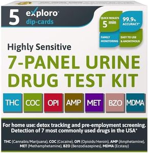 Exploro 7 Panel Drug Test Kit – at Home Urine Drug Test for THC, Cocaine, Opiates, Amphetamines, Benzodiazepines, MDMA & Methamphetamines – Easy & Accurate at Home Drug Testing Strips (Pack of 5)