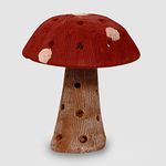 ExclusiveLane Handpainted Terracotta Garden Mushroom Showpiece (15 cm X 15 cm X 21.6 cm) (EL-021-001), Maroon and Brown, 1 Piece