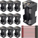 Xiatiaosann 10 PCS 4X 1.5V AA Battery Holder 6V Battery Case Box with I-Type Battery Snap Connector Wire Leads Alligator Clip Kit, 4 Slots 1.5V Plastic Box for LED Light RC Cars, for Arduino Projects