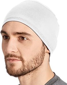 Cooling Skull Cap Helmet Liner for Men - Sweat Wicking Bike, Cycling, Bicycle Head Cap Beanie - Motorcycle & Hard Hat Liners White
