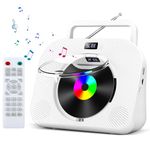 Portable CD Player with Bluetooth & Built-in HIFI Speakers, Desktop CD Player with Timer LCD Screen Display Boombox FM Radio USB Type-c for Car & Home & Travel