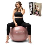 BABYGO® Birthing Ball For Pregnancy Maternity Labour & Yoga + Our 100 Page Pregnancy Book, Exercise, Birth & Recovery Plan, Anti-Burst Eco Friendly Material (Rosewood, 65cm - Standard)
