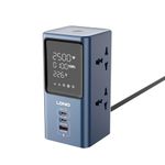T Teclusive Gan Tower Power Strip Extension Board with 45W Type C USB Display | 4 Power Sockets with 45W Gan QC PD Super Fast Charging | Vertical Multi Port Extension with LED Screen | 2M Cord
