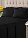 Queen 6 Piece Sheet Set - Breathable & Cooling Sheets - Hotel Luxury Bed Sheets - 1 Flat Sheet, 1 Fitted Sheet & 4 Pillowcases - Deep Pocket - Easy Fit, Soft & Wrinkle Free - Queen Black Sheets