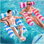 71Nmly 2Pack Inflatable Pool Floats Hammock,4-in-1 inflatable hammock,Swimming Pool Floating Chair,MultiPurpose Floating Chair Bed for Pool Lake Beach, Pool