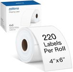 POLONO Genuine 4"x6" Direct Thermal Shipping Label, Perforated Postage Shipping Labels Compatible with POLONO PL60, PL70E and PL420 Label Printer, Permanent Adhesive, Commercial Grade, 220 Labels/Roll