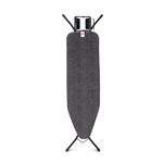 Brabantia - Ironing Board B - With Solid Steam Iron Rest - Adjustable in Height - Non-Slip Rubber Feet - Cotton Cover with Foam Layer - Foldable - Denim Black - 124x38 cm