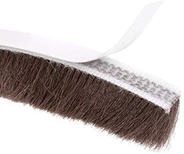 sourcing map Brush Weather Stripping, Adhesive Felt Door Seal Strip Pile Weatherstrip Door Sweep Brush for Door Window 197Inch L X 0.6 Inch W(5000mm X 15mm) Brown
