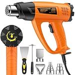 2000W Heat Gun, SEEKONE Variable Temperature 60℃- 600℃ Hot Air Gun Kit with 2 Airflow Speeds, Ceramic Heating Core Overload Protection 7 Accessories for Removing Paint, Shrinking PVC