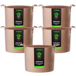 VIVOSUN 5-Pack 30 Gallon Grow Bags Heavy Duty 300G Thickened Nonwoven Plant Fabric Pots with Handles Tan