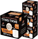 Polypropylene Tying Twine - 2 Ply White Plastic Poly Twine String 3150' Roll - Soft On Hands - Heavy Duty Outdoor & Indoor Tie Line - Baling Twine, Shipping & Bundling Twine, Packaging Rope 4 Pack