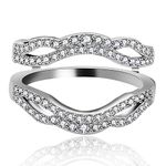 925 Sterling Silver Infinity Wedding Ring Guard Enhancer Double Band Engagement with Cubic Zirconia (Size 7.75)