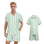 KBJALQ Costume for Adult Men Casual Beach Hawaiian Suits Shirt Shorts Outfits Doll Costume for Halloween Cosplay (L)