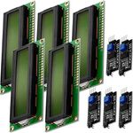 AZDelivery Compatible with HD44780 1602 16x2 Serial LCD Black Character Green Backlight Display Board IIC PCF8574T I2C Adapter Converter Bundle Compatible with Arduino Including E-Book! (Pack of 5)