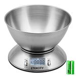 Etekcity Food Scale with Bowl, Timer, and Temperature Sensor, Digital Kitchen Weight for Cooking and Baking, 2.06 QT, Silver