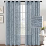 H.VERSAILTEX Linen Curtains Natural Linen Blended for Living Room Burlap Linen Textured Curtains Light Filtering Nickel Grommet Curtains Bedroom Curtains 2 Panel Sets, Each W132cm x D213cm, Stone Blue