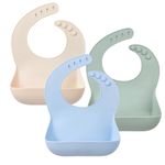 Ginbear Waterproof Silicone Bibs for Babies Toddlers Bibs for Girls Boys 3 Pack