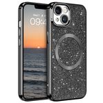 iPhone 13 Case, Phone Case iPhone 13, VENINGO Cute Glitter Luxury Bling Support Magsafe Cover Shockproof Full Body Camera Protection Phone Case for Women Girl Design for iPhone 13 2021 6.1'', Black