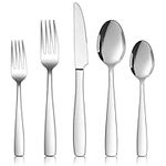 LIANYU 18/10 Stainless Steel Flatware Set for 12, 60-Piece Modern Silverware Cutlery Set, Fancy Square Eating Utensils Forks Spoons Tableware for Home Wedding Entertaining, Dishwasher Safe