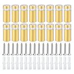 Sign Advertising Nail, Stainless Steel Sign Standoff Screws 16 Pcs, Suitable For Standoff Fixings For Glass Posters, Picture Frames And Mirrors (25mm x 12mm) (Golden)