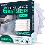 CS 6 Pack Extra Large Plastic Dust Sheets for Decorating 3.6 x 2.7m (12 x 9ft), Light Dust Sheet for Painting & Furniture, Plastic Sheet-Plastic Sheeting-Decorating Tools-Decorating Sheets-Dust Cover