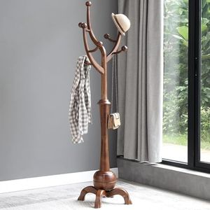 Coat Rack Freestanding Wood Coat Tree Rack with 8 Hooks, Creative Design Tree Branch-look, Standing Coat Rack Clothes Hanger Stand with Stury Base for Entryway, Hallway, Bedroom - Load 160lb (Walnut)